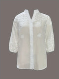 Embroidered Eyelet Button Up Shirt - Your Second Look