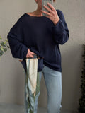 Everyday Boat Neck Drop Shoulder Sweater - Your Second Look