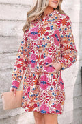 Fall Flower Print Long Sleeve Mini Dress - Your Second Look