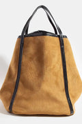 Fame Suede Tote Faux Leather Trim Shoulder Strap - Your Second Look