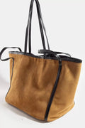 Fame Suede Tote Faux Leather Trim Shoulder Strap - Your Second Look