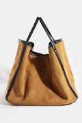 Fame Suede Tote Faux Leather Trim Shoulder Strap - Your Second Look