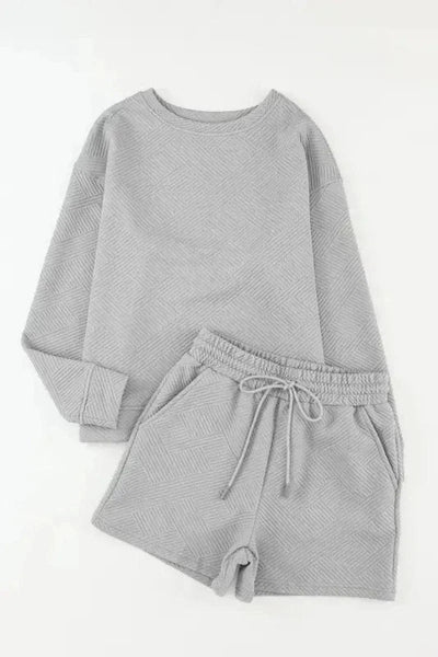 Fashionfitz Gray Textured Lounge Set for Comfort - Your Second Look