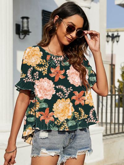 Floral Flounce Sleeve Blouse - Your Second Look