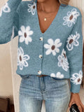 Floral Print Button - Up Knit Cardigan - Your Second Look