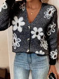 Floral Print Button - Up Knit Cardigan - Your Second Look