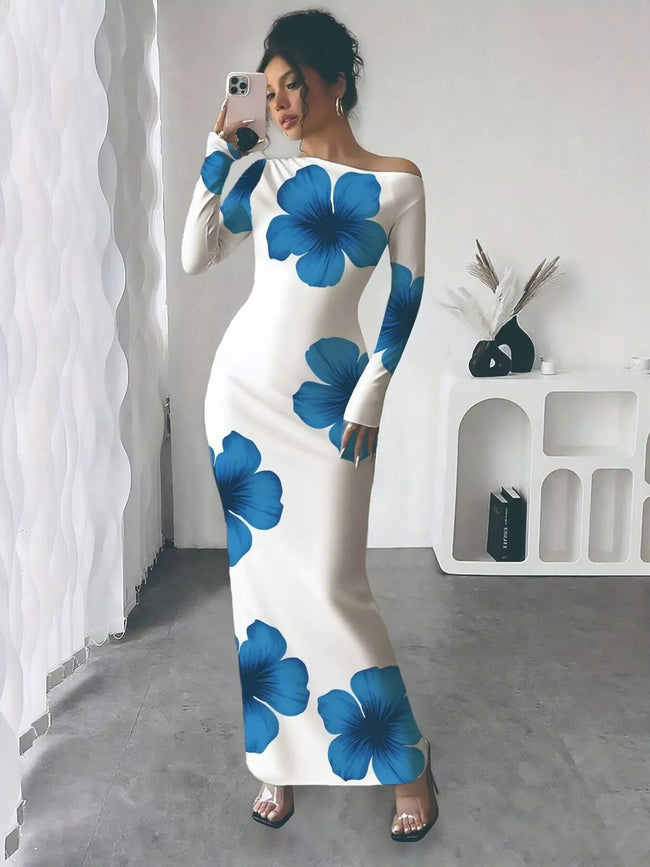 Floral Print One Shoulder Maxi Dress - Your Second Look