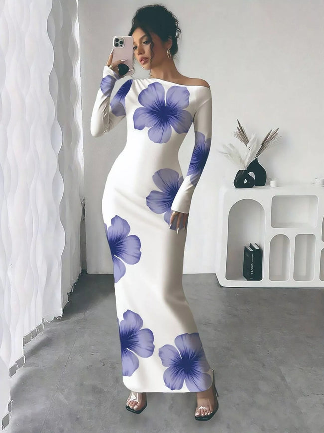 Floral Print One Shoulder Maxi Dress - Your Second Look