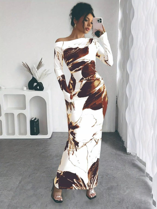 Floral Print One Shoulder Maxi Dress - Your Second Look