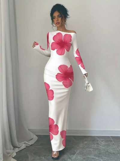 Floral Print One Shoulder Maxi Dress - Your Second Look