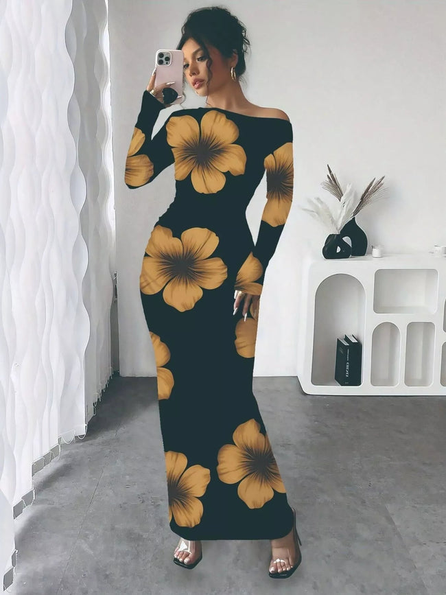 Floral Print One Shoulder Maxi Dress - Your Second Look