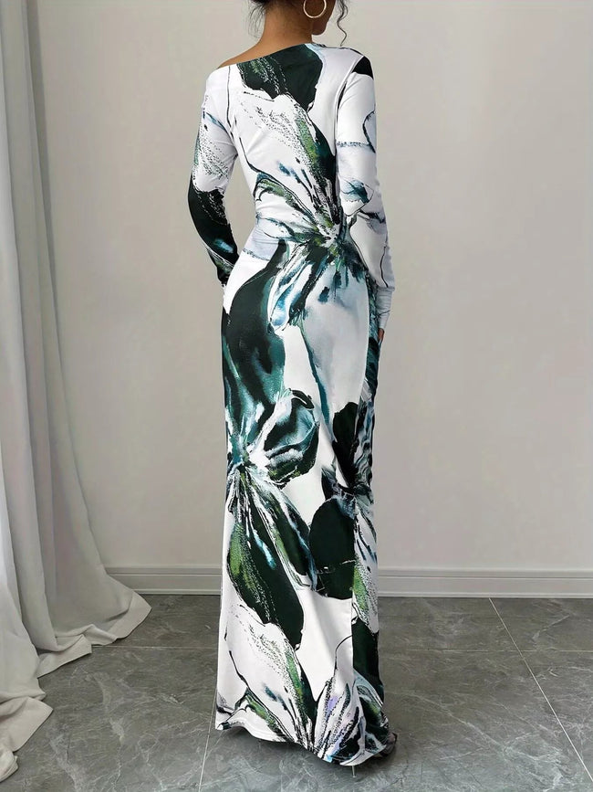 Floral Print One Shoulder Maxi Dress - Your Second Look
