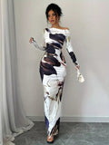 Floral Print One Shoulder Maxi Dress - Your Second Look