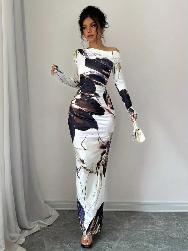Floral Print One Shoulder Maxi Dress - Your Second Look