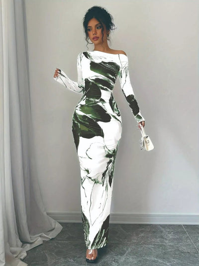 Floral Print One Shoulder Maxi Dress - Your Second Look