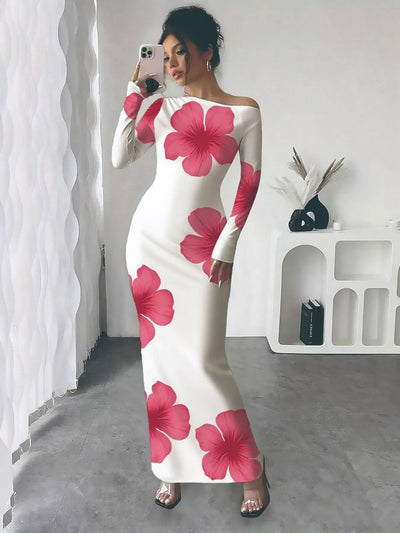 Floral Print One Shoulder Maxi Dress - Your Second Look