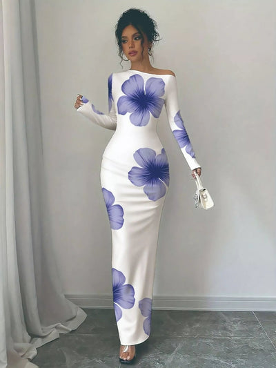 Floral Print One Shoulder Maxi Dress - Your Second Look