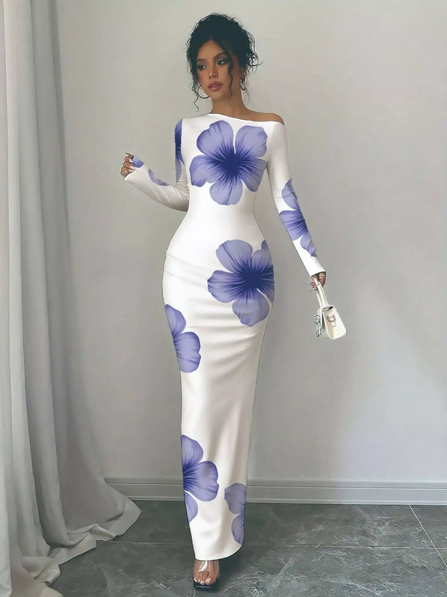 Floral Print One Shoulder Maxi Dress - Your Second Look
