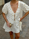 Floral Print Tie - Front Top and Shorts Set - Your Second Look