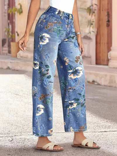 Floral Print Wide Leg Jeans - Your Second Look
