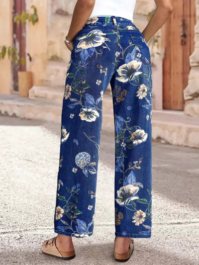 Floral Print Wide Leg Jeans - Your Second Look