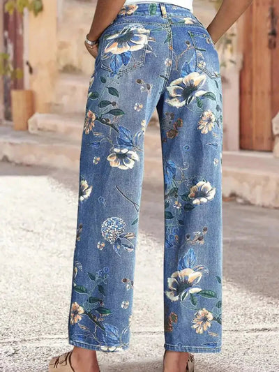 Floral Print Wide Leg Jeans - Your Second Look