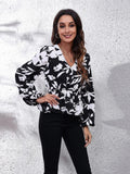 Floral V - Neck Balloon Sleeve Peplum Blouse - Your Second Look
