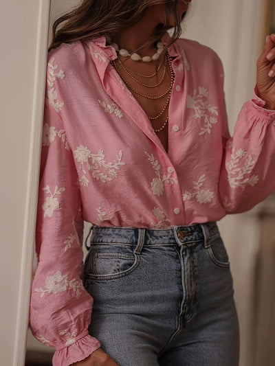 Flower Button Up Long Sleeve Shirt - Your Second Look