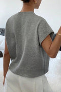 Flower Pattern Ribbed Trim Short Sleeve Boxy Sweater - Your Second Look