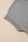 Flower Pattern Ribbed Trim Short Sleeve Boxy Sweater - Your Second Look