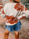 Flower Pattern Wide Sleeve Baggy Sweater - Your Second Look