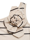 Flower Striped Single Shoulder Dress - Your Second Look