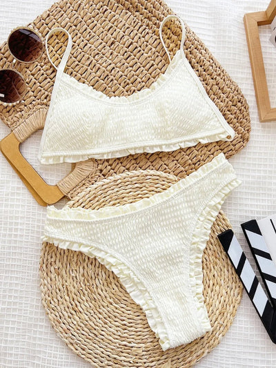 Frill Textured Spaghetti Strap Two - Piece Swim Set - Your Second Look