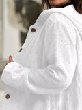 Full Size Corduroy Button Up Hooded Jacket Plus Size - Your Second Look