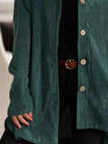 Full Size Corduroy Button Up Hooded Jacket Plus Size - Your Second Look