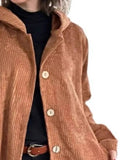 Full Size Corduroy Button Up Hooded Jacket Plus Size - Your Second Look