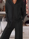 Full Size Cozy V - Neck Top and Pants Set Plus Size - Your Second Look