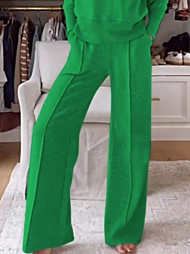 Full Size Cozy V - Neck Top and Pants Set Plus Size - Your Second Look