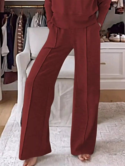 Full Size Cozy V - Neck Top and Pants Set Plus Size - Your Second Look