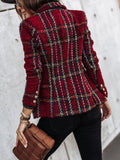 Full Size Plaid Tweed Double - Breasted Blazer Plus Size - Your Second Look