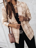 Full Size Plaid Tweed Double - Breasted Blazer Plus Size - Your Second Look