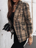 Full Size Plaid Tweed Double - Breasted Blazer Plus Size - Your Second Look