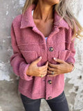 Full Size Single - Breasted Sherpa Shacket Plus Size - Your Second Look