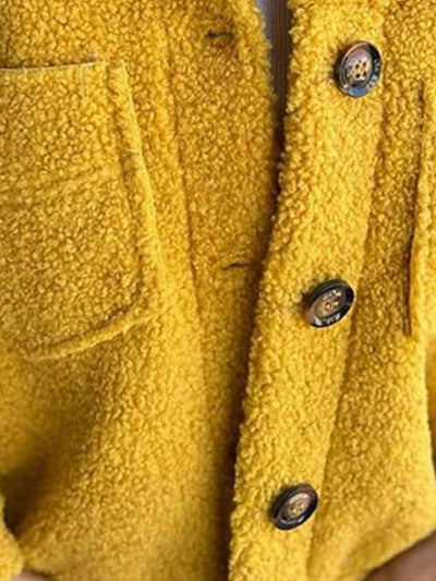 Full Size Single - Breasted Sherpa Shacket Plus Size - Your Second Look
