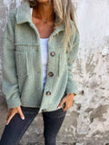 Full Size Single - Breasted Sherpa Shacket Plus Size - Your Second Look