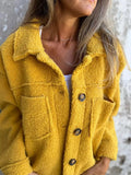 Full Size Single - Breasted Sherpa Shacket Plus Size - Your Second Look