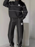 Full Size Striped Quarter Zip Top and Pants Set Plus Size - Your Second Look