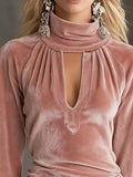 Full Size Velvet Ruched Flounce Sleeve Mini Dress Plus Size - Your Second Look