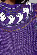 Ghost Pattern Round Neck Long Sleeve Sweater - Your Second Look