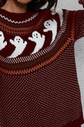 Ghost Pattern Round Neck Long Sleeve Sweater - Your Second Look